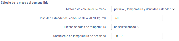 Para el método por nivel, temperatura y densidad nominal 