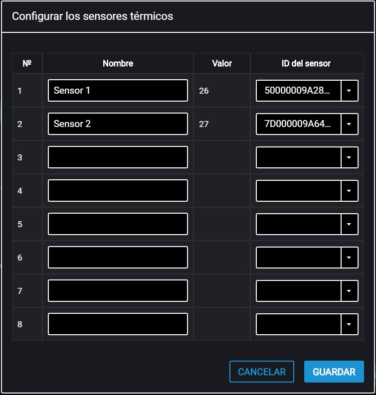 Ajustes de sensores de temperatura 