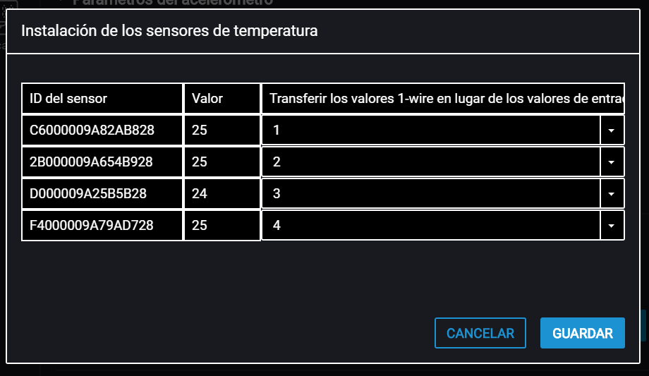 Ajustes de sensores de temperatura 