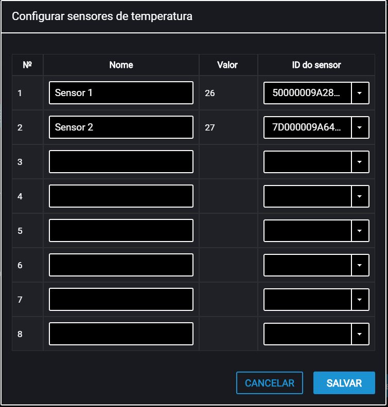 Configuração do sensor de temperatura 