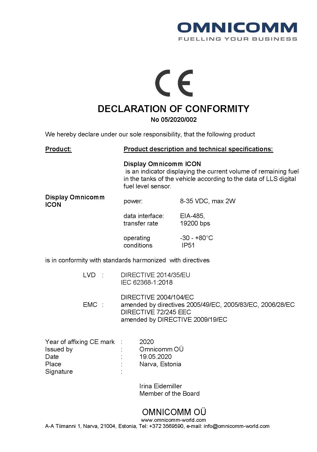 Declaration of CE Conformity — OmniDoc