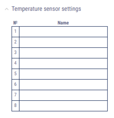 Temperature sensor settings 